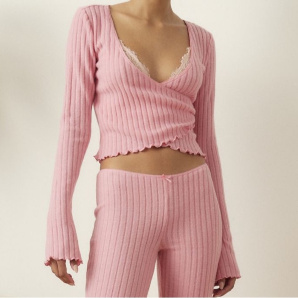 Urban Outfitters Brushed Ribbed Wrap Top